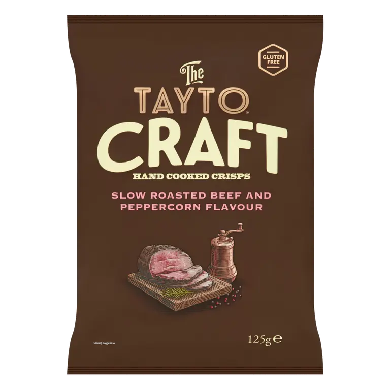 Tayto Craft Hand Cooked Crisps Slow Roasted Beef and Peppercorn Flavour 125g