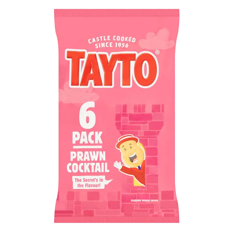 Tayto Prawn Cocktail Flavour Potato Crisps 6 x 25g