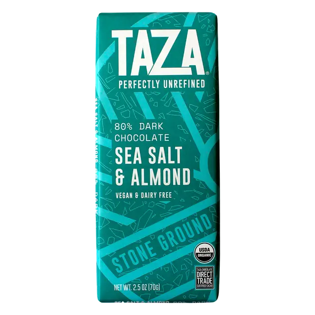 Organic Vegan Sea Salt & Almond 80% Dark Chocolate Candy Bar