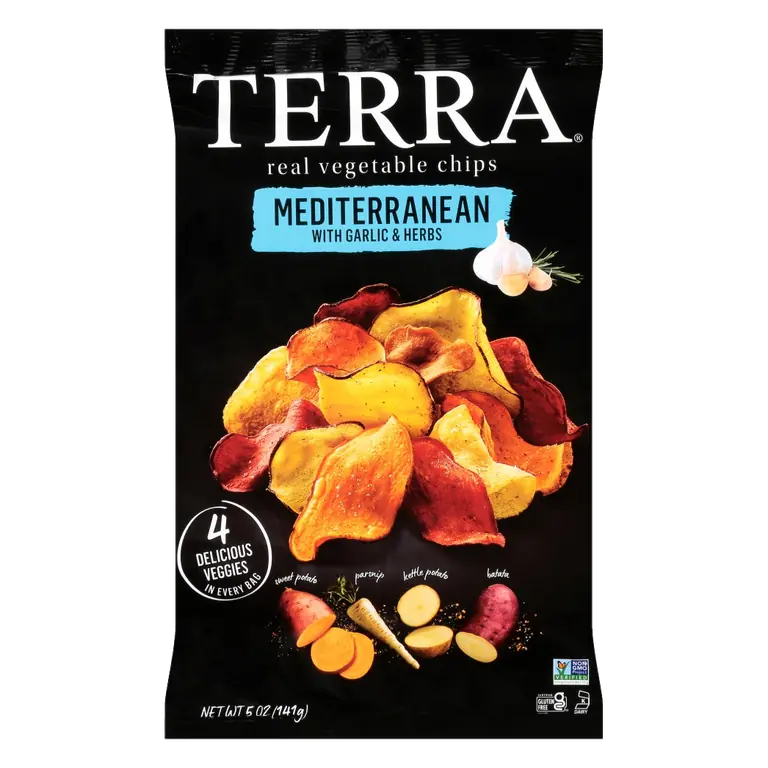 Mediterranean Garlic & Herbs Parsnip, Taro, Sweet Potato, Batata Real Vegetable Chips