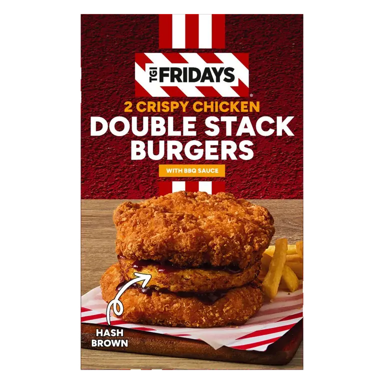 TGI Fridays 2 Crispy Chicken Double Stack Burgers 440g
