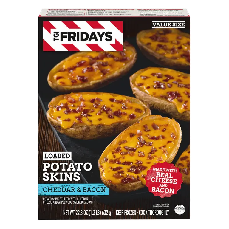 TGIF Fridays Loaded Cheddar & Bacon Potato Skins Frozen Snacks, Box