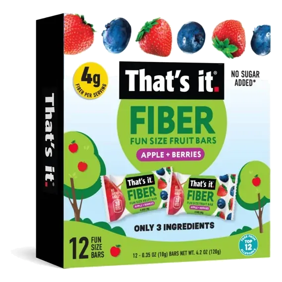 That's It. Fiber Fun Size Apple + Berries Fruit Bars, 0.35oz/12ct