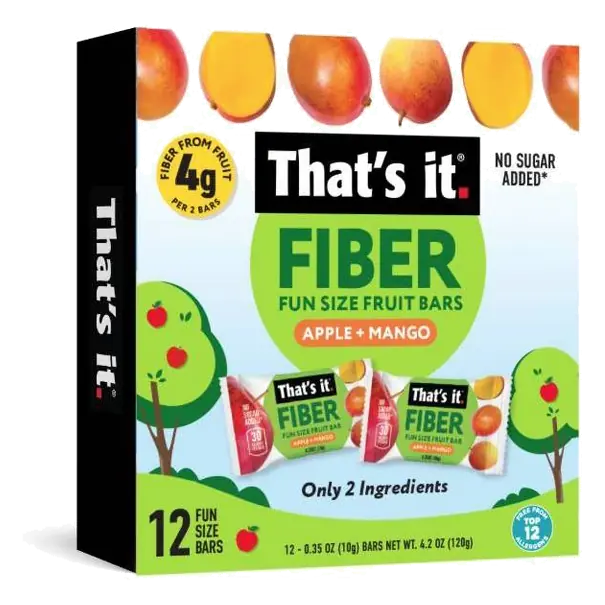That's It. Fiber Fun Size Apple + Mango Fruit Bars, 0.35oz/12ct