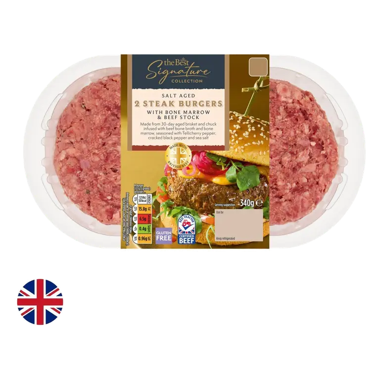 2 British Salt Dry Age Steak Burgers 340g