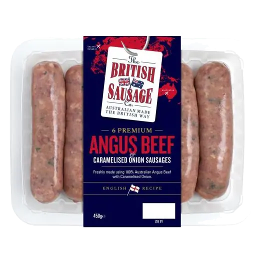 Premium Angus Beef & Caramelised Onion Sausages 6 Pack