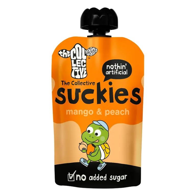 The Collective No Added Sugar Suckies Mango & Peach Kids Yoghurt Pouch 90g