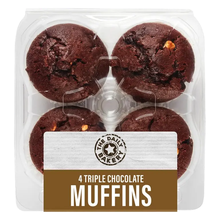The Daily Bakery 4 Triple Chocolate Muffins