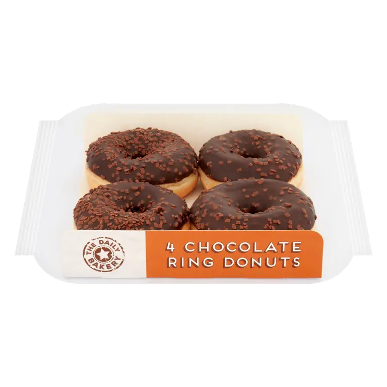 The Daily Bakery 4pk Chocolate Ring Donuts