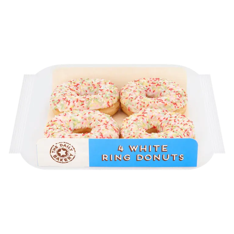 The Daily Bakery 4pk White Ring Donuts
