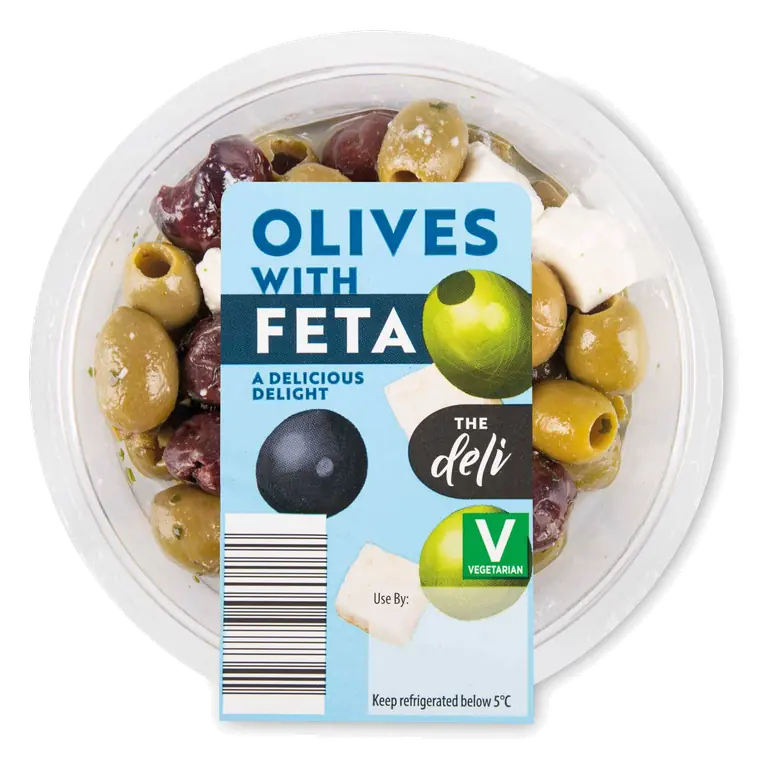 Pitted Green & Black Olives With Feta