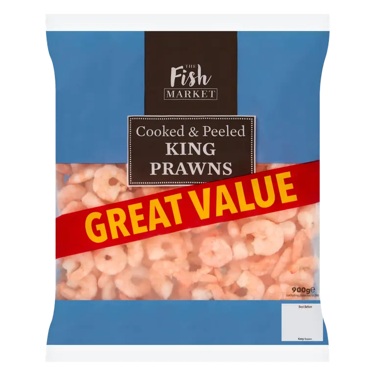 The Fish Market Cooked & Peeled King Prawns 900g