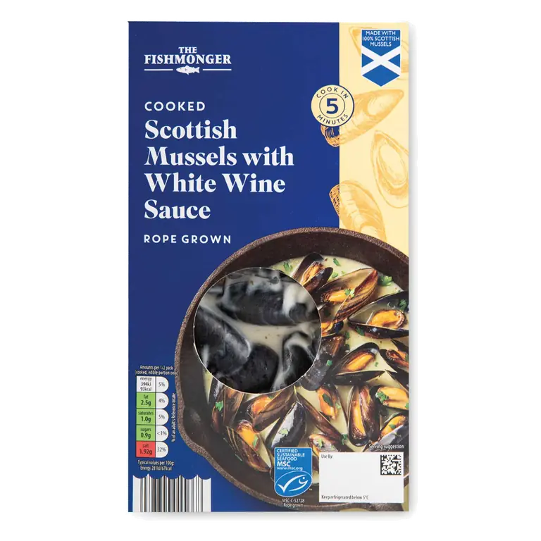 Cooked Scottish Mussels with White Wine Sauce