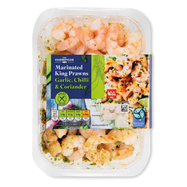 Ready to Eat Garlic, Chilli & Coriander Marinated King Prawns