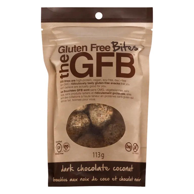 The GFB Gluten-Free Bites Dark Chocolate Coconut 113 g