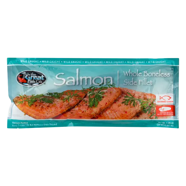 Wild Caught Boneless Whole Side Salmon Fillet Frozen
