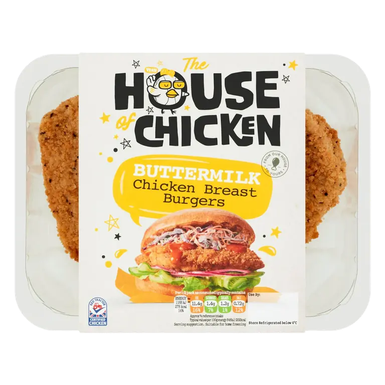 Buttermilk British Chicken Breast Burgers x2 300g