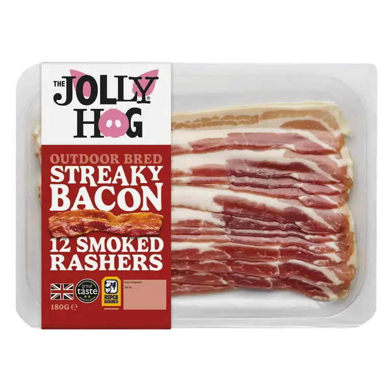 12 x British Smoked Streaky Bacon Rashers 180g