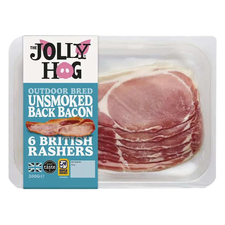 6 Unsmoked Back Bacon Rashers 200g