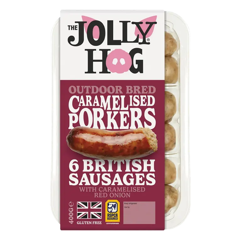 6 x British Caramelised Porker Sausages with Caramelised Red Onions 400g