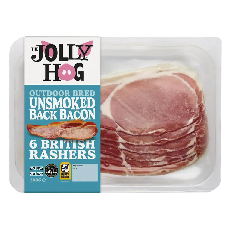 6 x British Unsmoked Back Bacon Rashers 200g