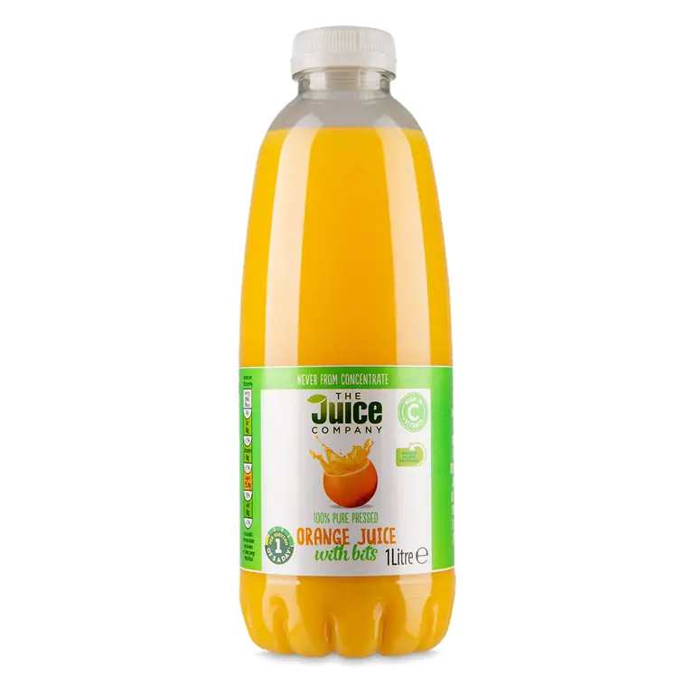 100% Pure Pressed Orange Juice with Bits