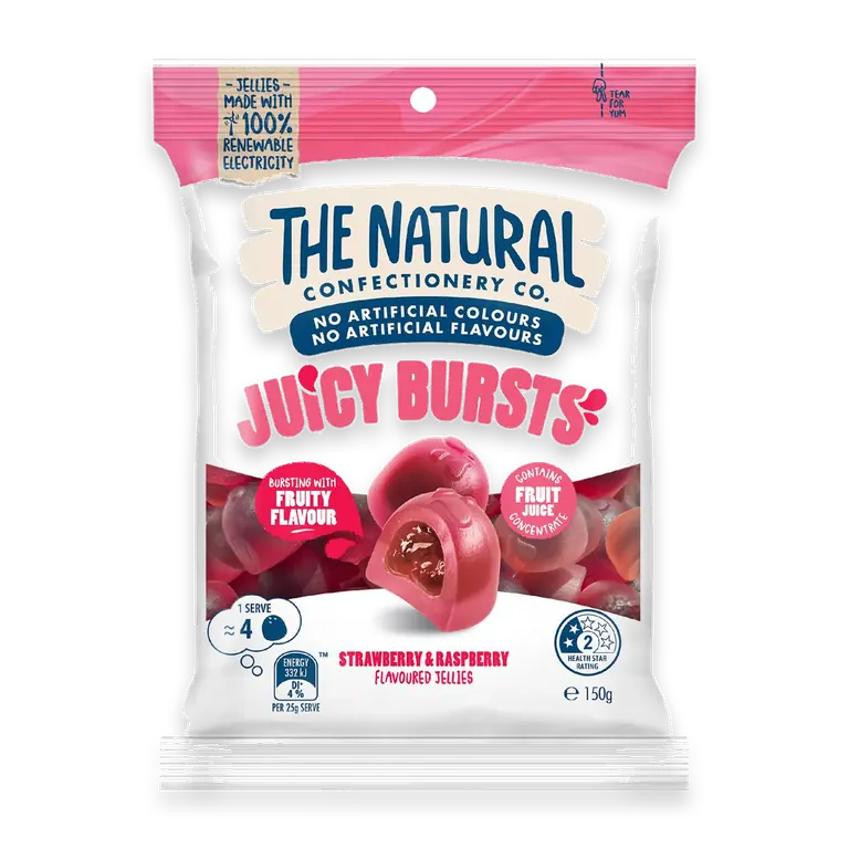 Juicy Bursts Lollies Strawberry & Raspberry