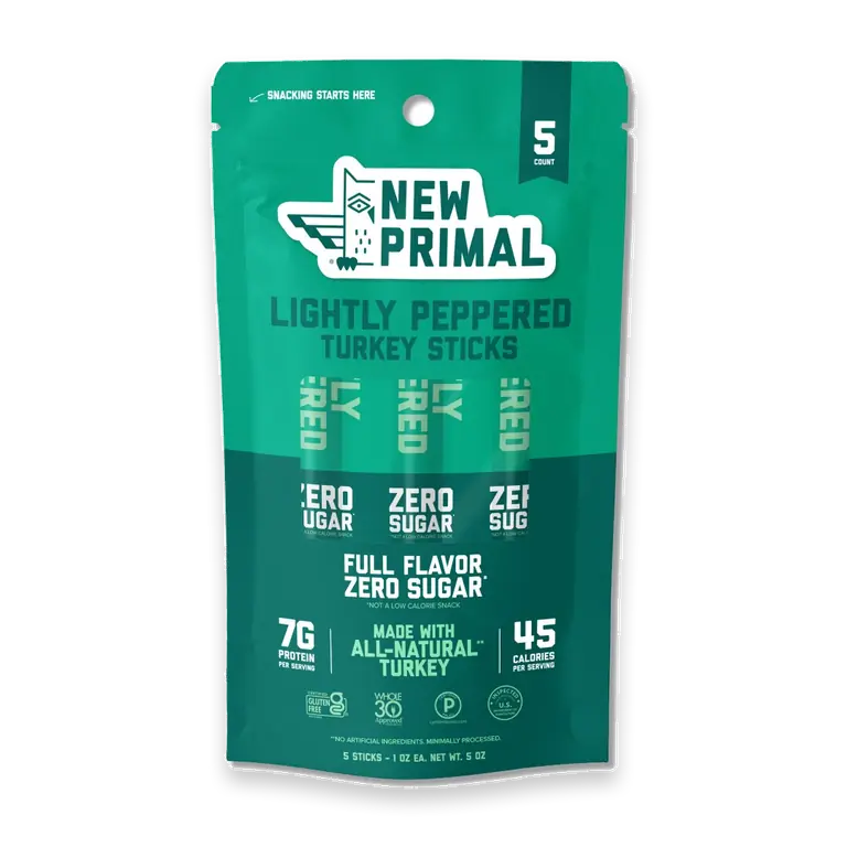 New Primal Lightly Peppered Turkey Meat Sticks 5CT