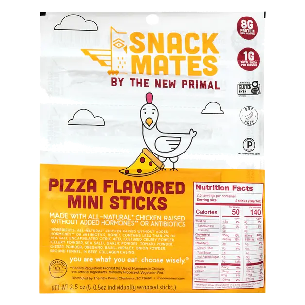 Snack Mates Kids Pizza Flavor Meat Sticks - 5 ct