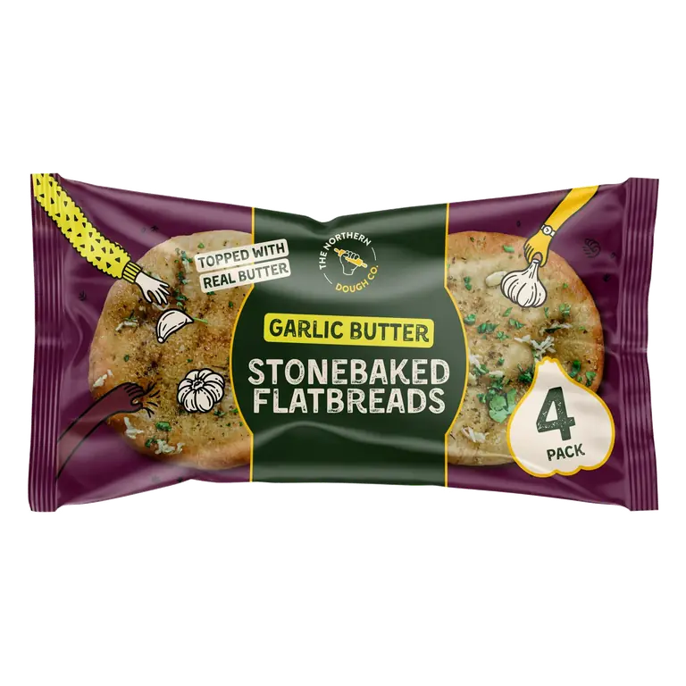 4 x Garlic Butter Stonebaked Flatbreads 380g