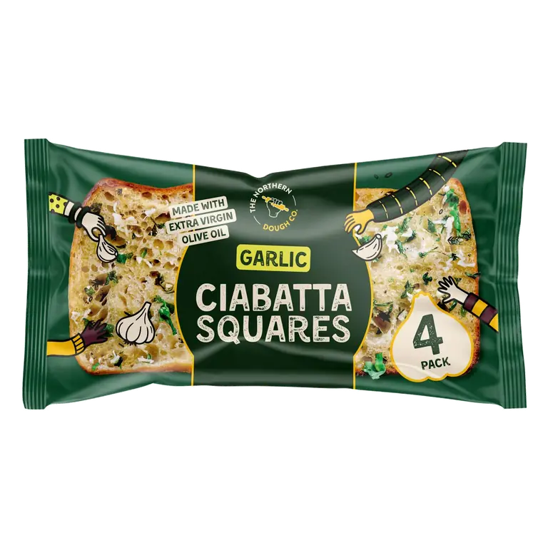4 x Garlic Ciabatta Squares 230g