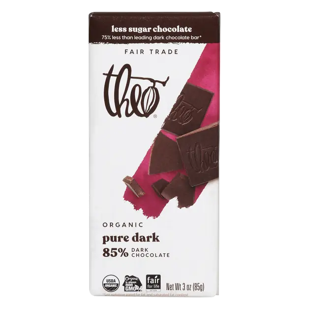 Organic Pure Dark 85% Dark Chocolate Candy Bar