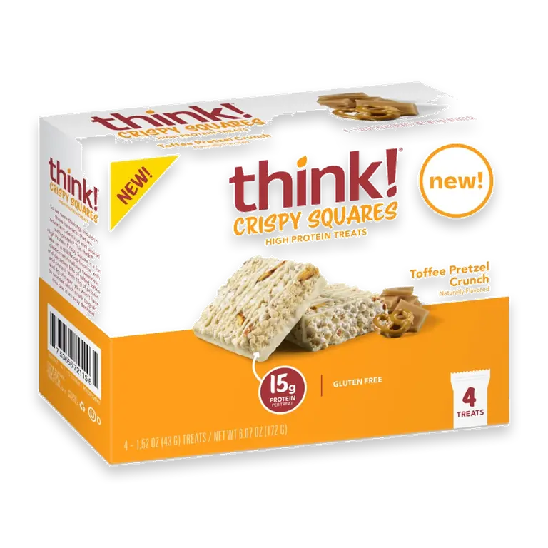 Crispy Squares Toffee Pretzel Crunch High Protein Treat