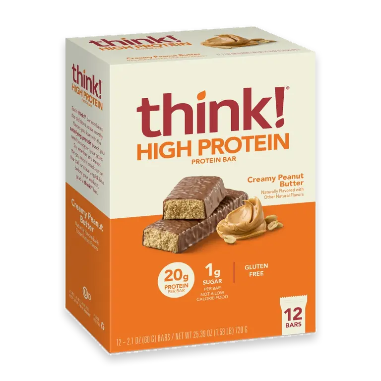 High Protein Bars, Creamy Peanut Butter, 12 Count