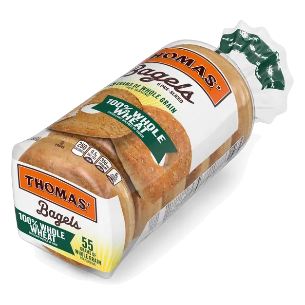 100% Whole Wheat Pre-Sliced Bagels, 100% Whole Wheat