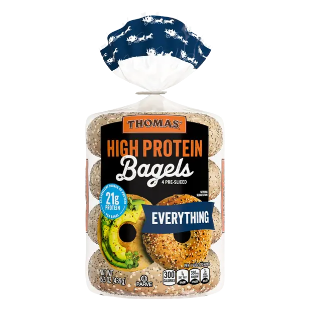 21g High Protein Everything Pre-Sliced Bagels - 4 ct