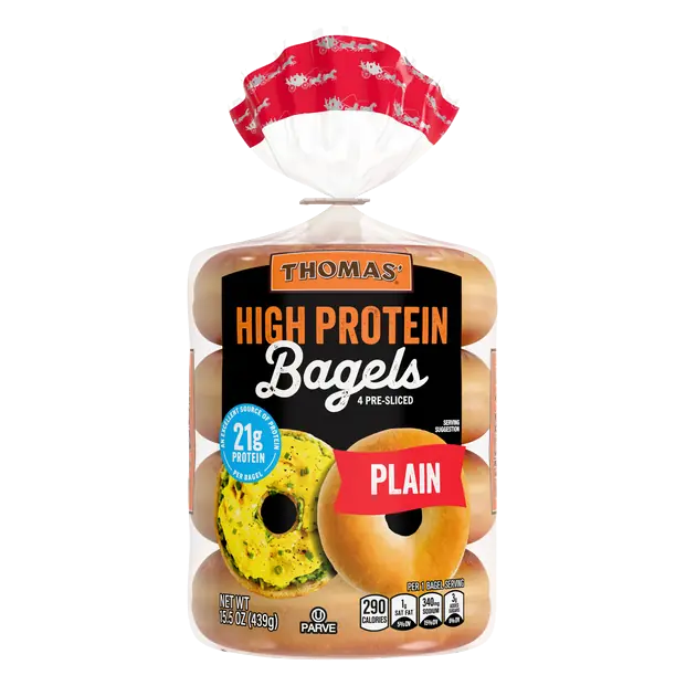 21g High Protein Plain Pre-Sliced Bagels - 4 ct