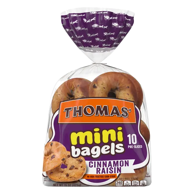 Mini Cinnamon Raisin Pre-Sliced Bagels - 10 ct