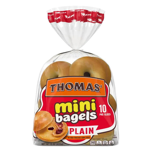 Mini Plain Pre-Sliced Bagels - 10 ct