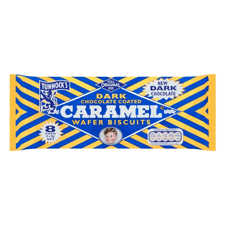 Tunnock's Dark Chocolate Coated Caramel Wafer Biscuits