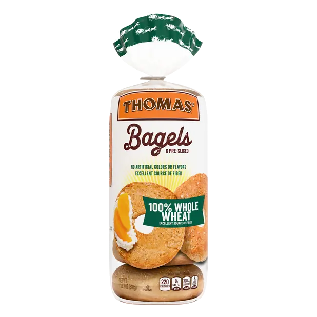 Whole Grain 100% Whole Wheat Pre-Sliced Bagels - 6 ct