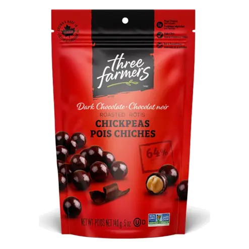 Three Farmers Foods Dark Chocolate Roasted Chickpeas 140 g