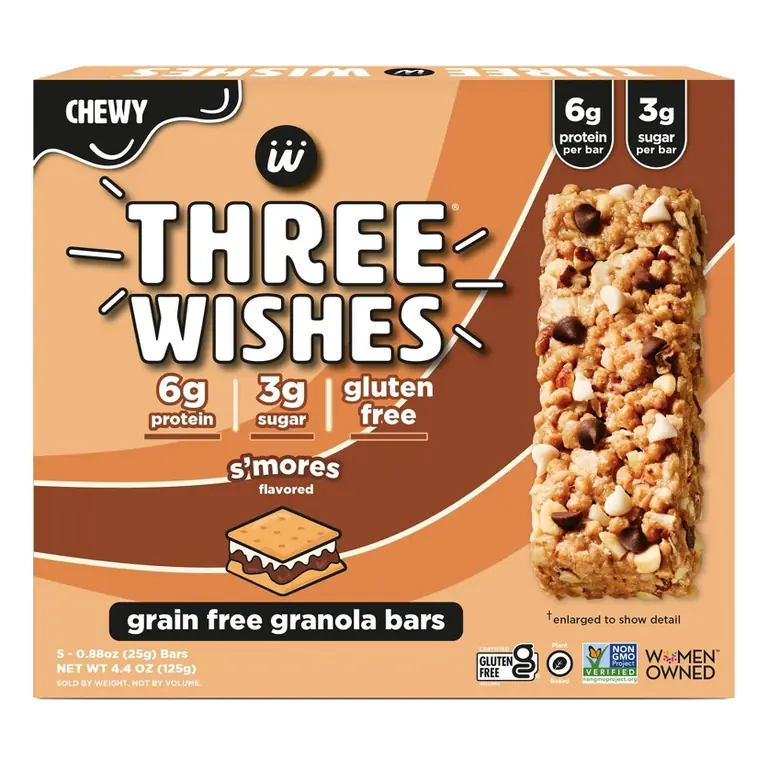 Three Wishes S'Mores Granola Bars, 4.4oz/5ct