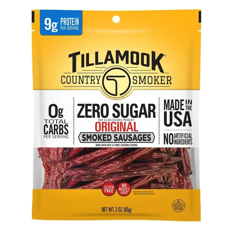 Tillamook Country Smoker Zero Sugar Original Smoked Sausages Sticks, 3oz