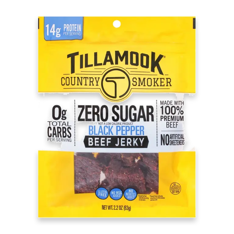 Tillamook County Smoker Zero Sugar Black Pepper Beef Jerky