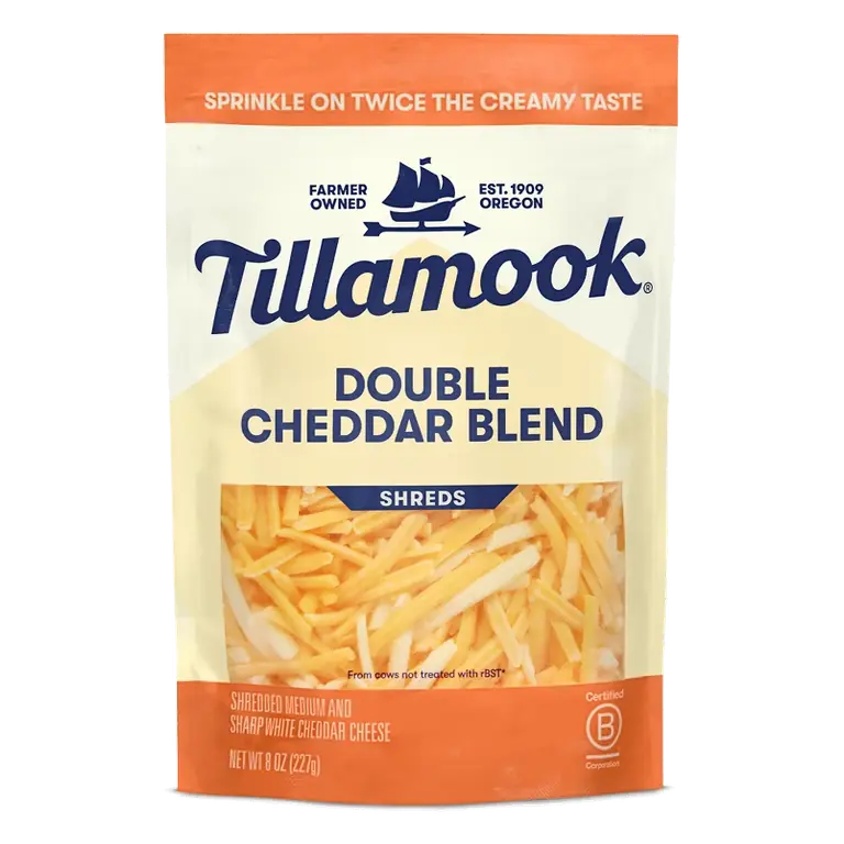 Tillamook Double Cheddar Blend Finely Shredded Cheese, 8oz: Halal