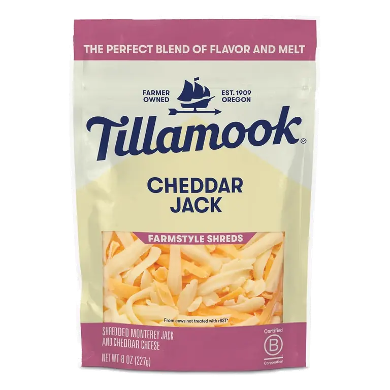 Tillamook Farmstyle Cheddar Jack Shredded Cheese, 8oz