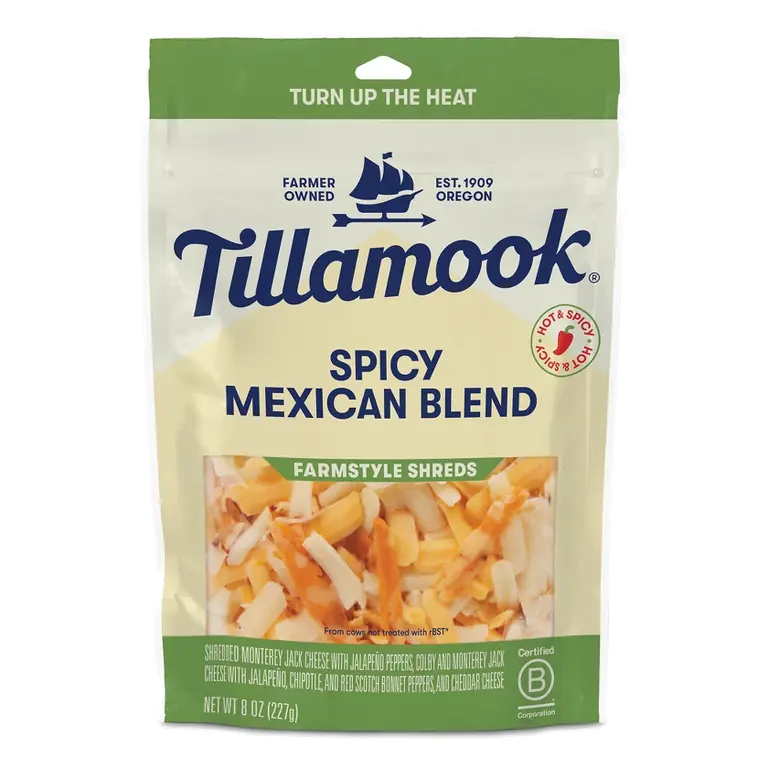 Tillamook Farmstyle Spicy Mexican Blend Shredded Cheese, 8oz