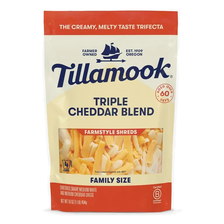 Tillamook Farmstyle Triple Cheddar Shredded Cheese Blend, 16oz