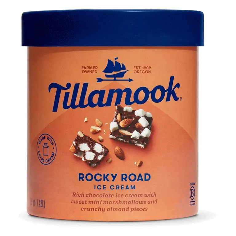 Tillamook Rocky Road Ice Cream, 48 fl oz